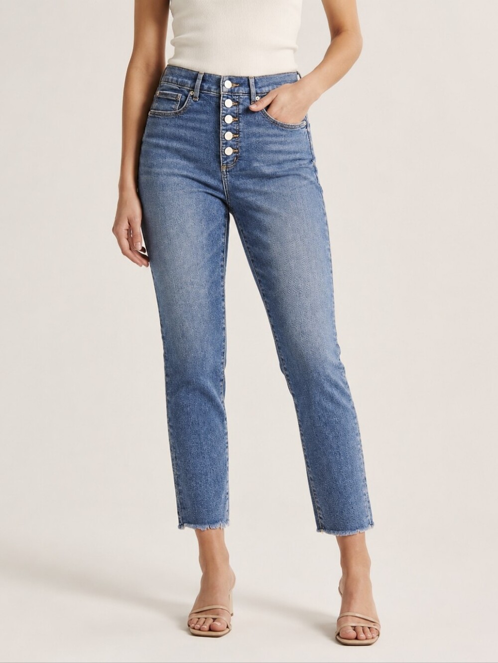 LOFT Women’s Size 29 High Rise Button Fly Straight Leg Blue Jeans